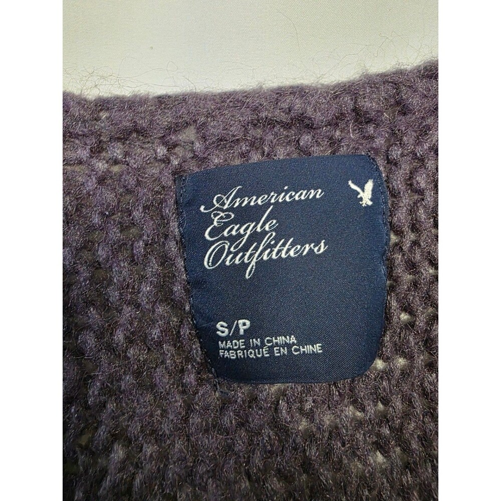American Eagle Outfitters Women's V Neck Chunky Knit Sweater Purple S Petite - Picture 3 of 4